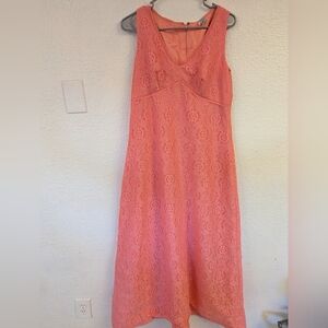 1970s Coral Lace Long Dress